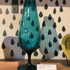 Clay + Coda - Mid Century Large Empoli Optic Blue Footed Vase