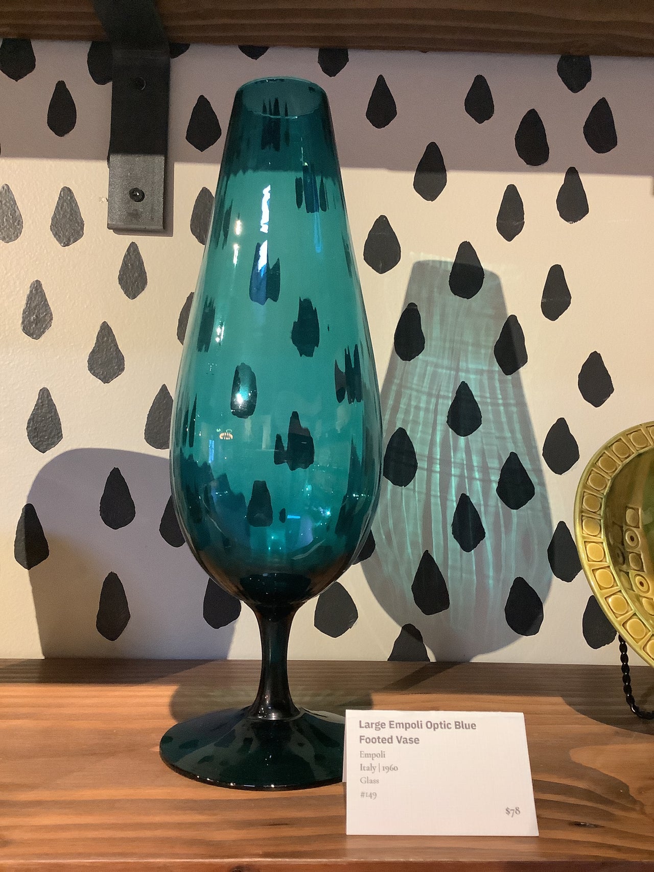 Clay + Coda - Mid Century Large Empoli Optic Blue Footed Vase