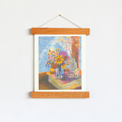 Still Life with Books And Flowers #2 Risograph Art Print
