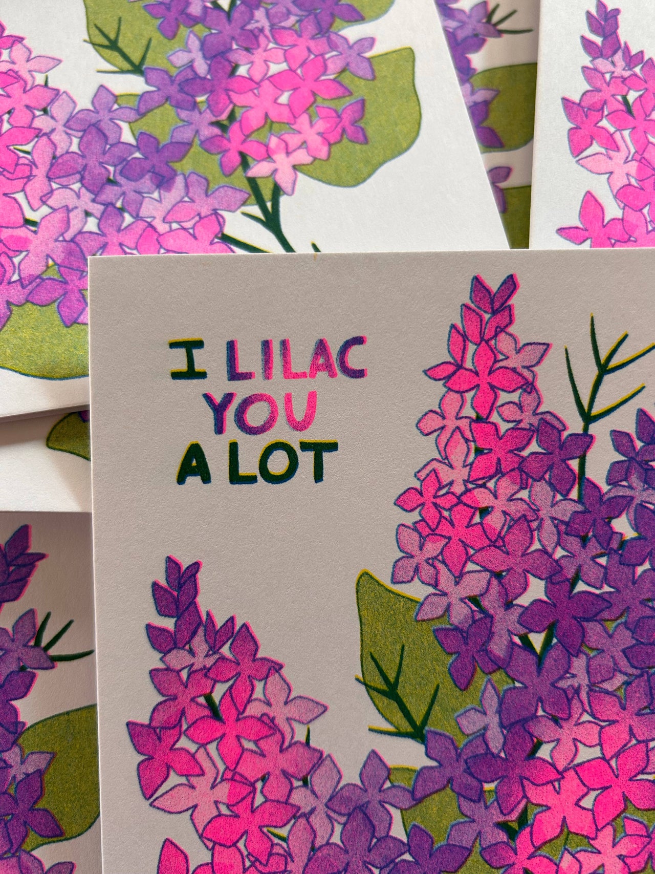 I Lilac You A Lot -  Risograph Greeting Card