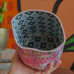 Vintage Rug Pattern Storage and Plant Basket