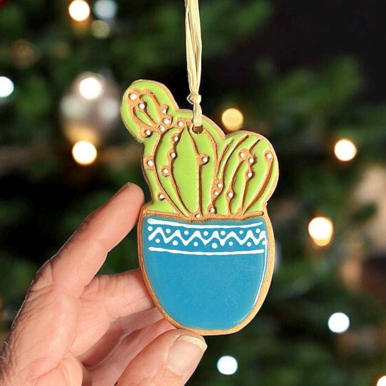 Potted Cactus Artisanally Crafted Ornament
