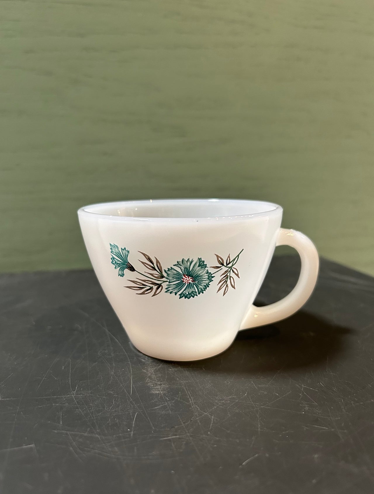Flyby - Vintage Cup - Fire King Bonnie Blue Flower
