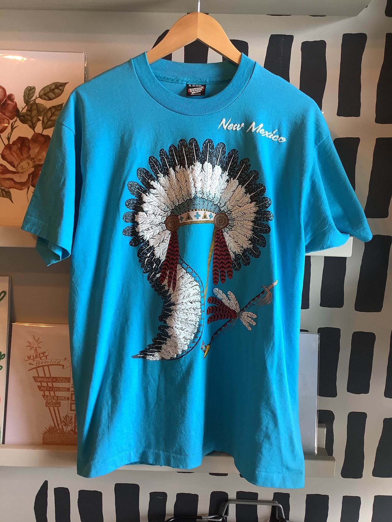 Vintage Clothing - Vintage New Mexico Chief headdress tee XL