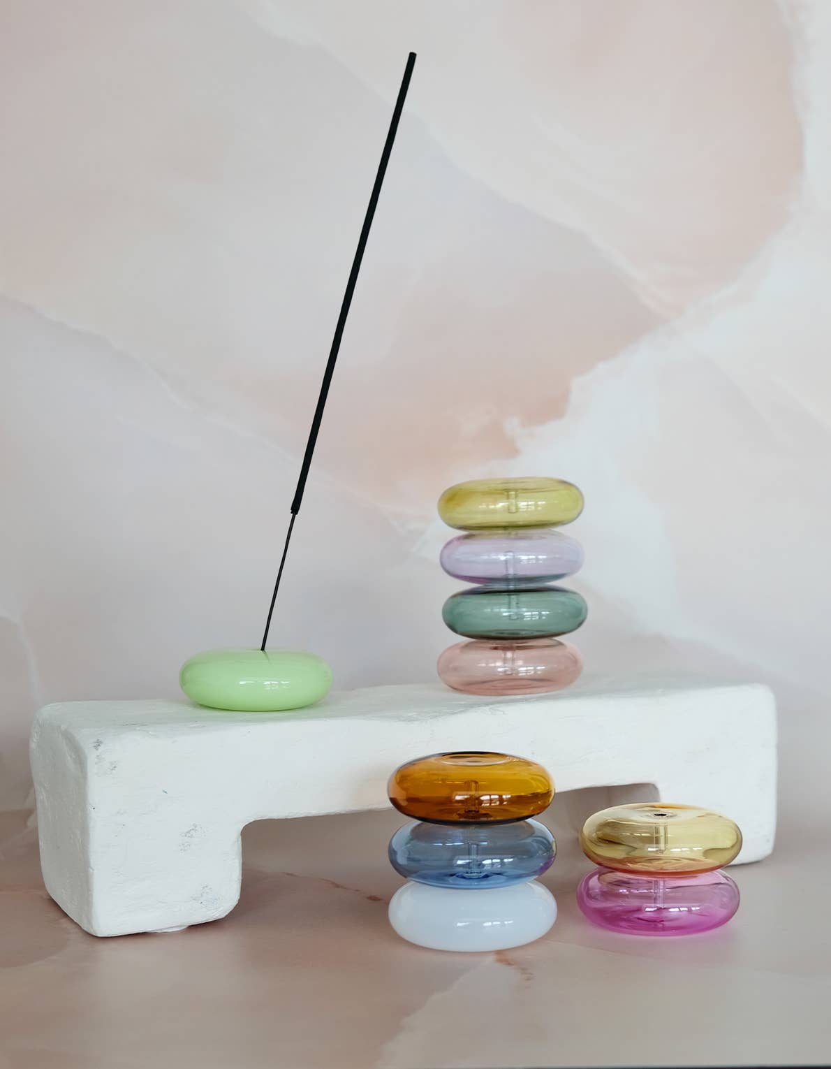 Glass Bubble Incense Holder : White Milk Glass