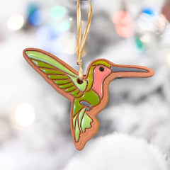 Hummingbird Artisanally Crafted Ornament: Blue Body Red Chest