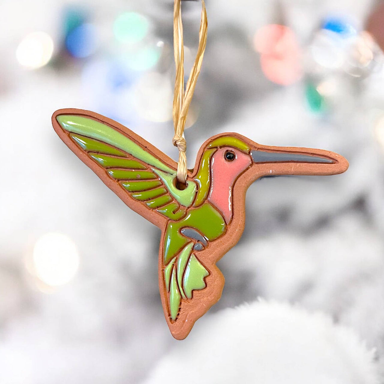 Hummingbird Artisanally Crafted Ornament: Blue Body Red Chest