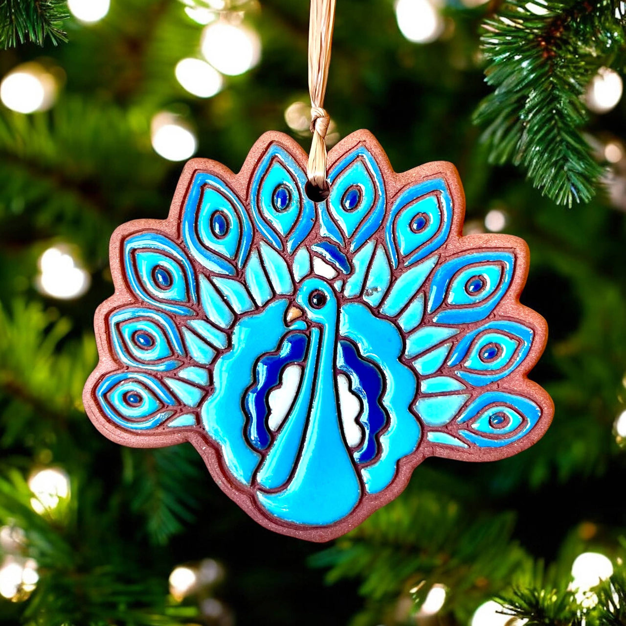 Peacock Artisanally Crafted Ornament: Purple