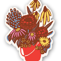 Eco Friendly Flower Bucket Die Cut Sticker