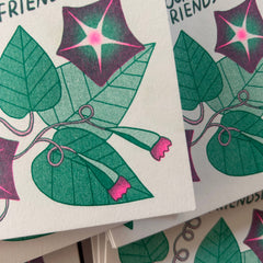 Morning Glory Friendship - Risograph Greeting Card
