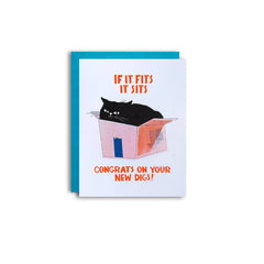 It Fits, It Sits  - Risograph New Home Cat card 