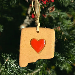 Little Clay Hen - Ornament -New Mexico with Heart