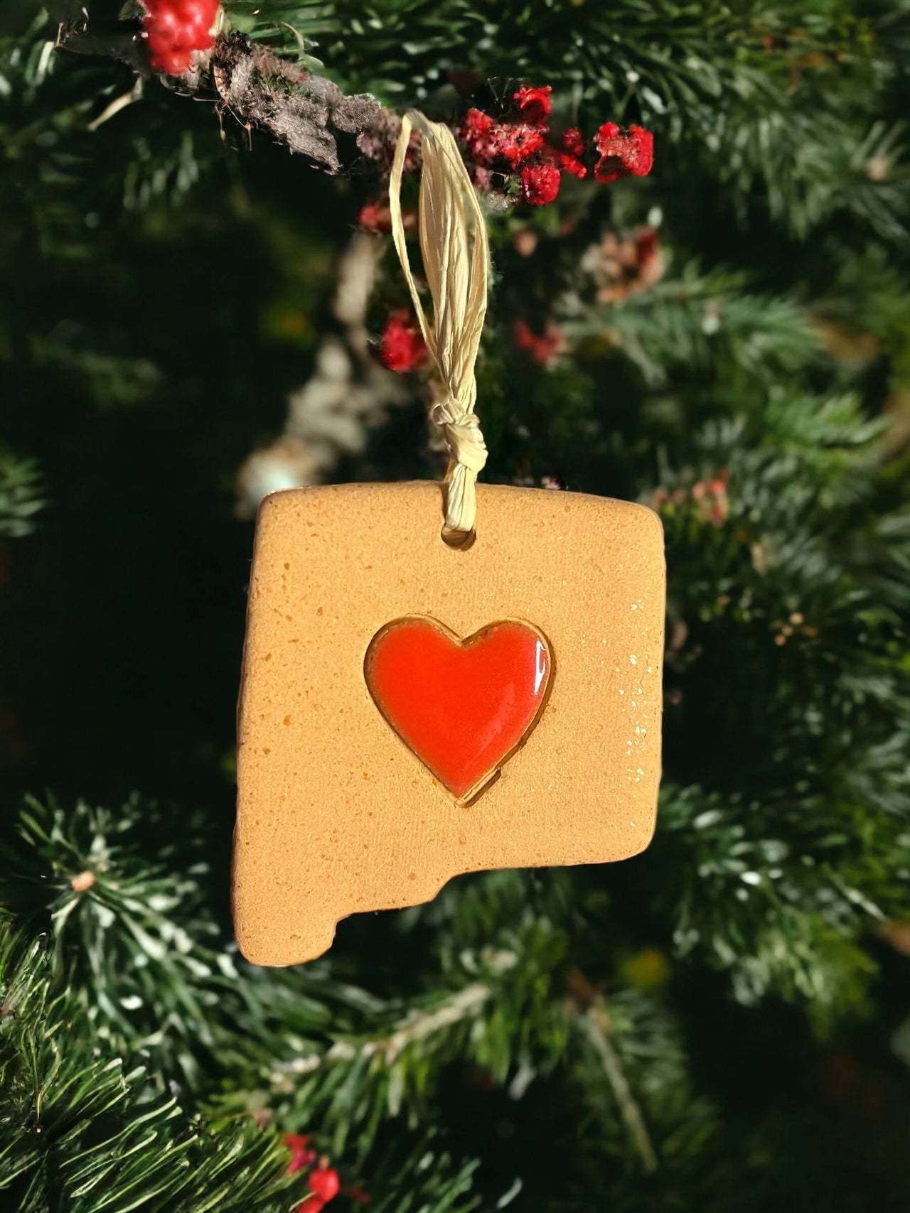 Little Clay Hen - Ornament -New Mexico with Heart