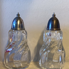 Vintage Glassware -  Vintage glass swirl Salt & Pepper shaker set