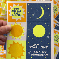 Sunshine, Starlight, Moonbeam - Risograph Greeting Card