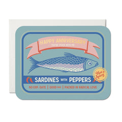 Red Cap Cards - Greeting Card - "You're Stuck With Me" Sardines with Peppers