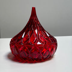 Apple vintage - dishes - red glass lid dish