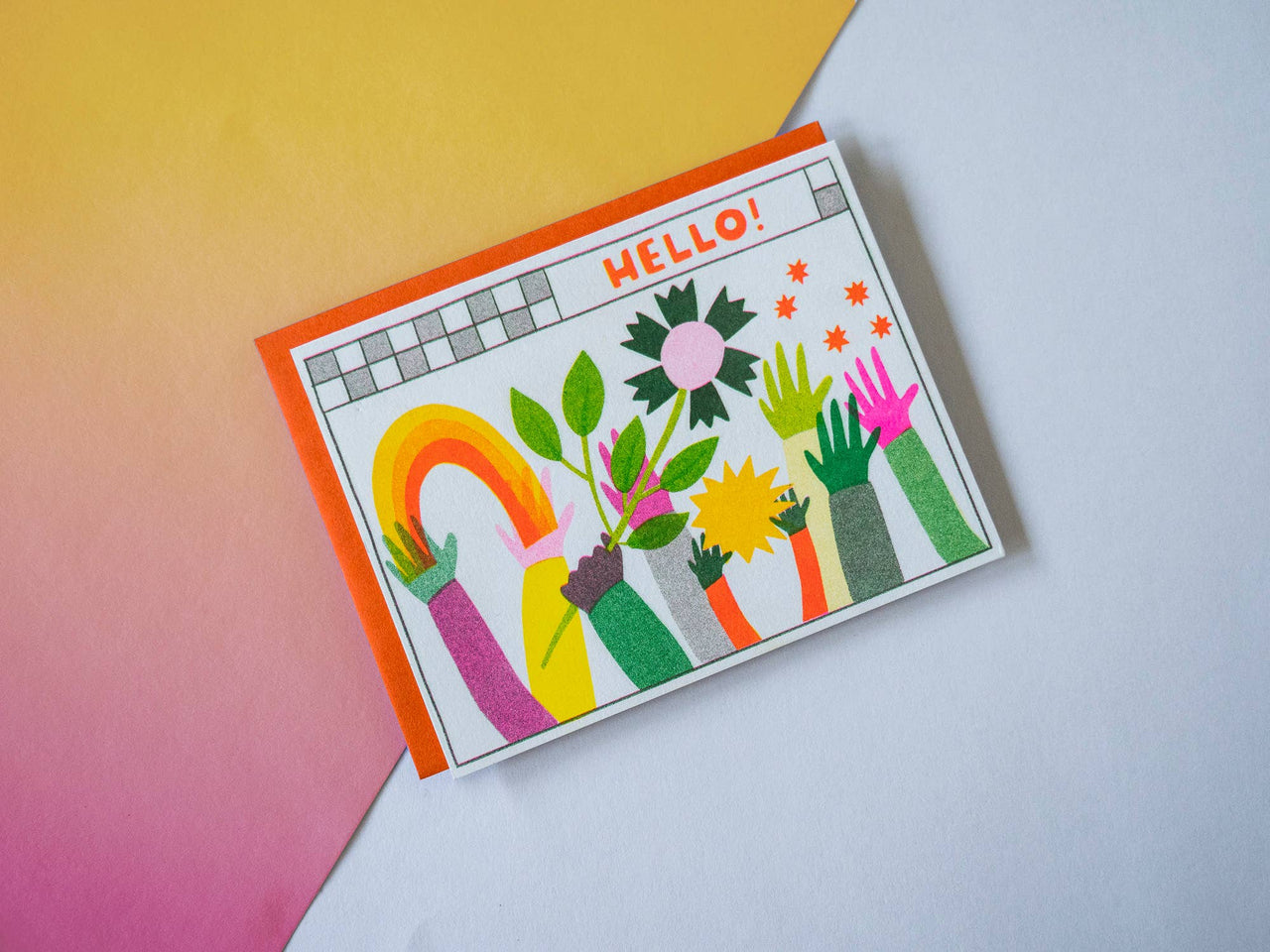 Hello High Fives - Risograph Greeting Card