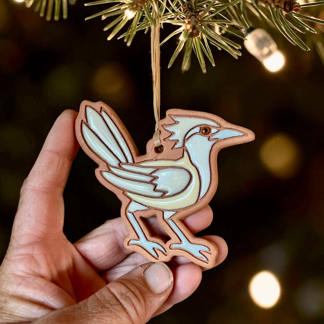 Roadrunner (#2) Artisanally Crafted Ornament (Color Var): Blue