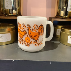 Flyby Provisions - Vintage Glassware - Vintage Glass Roosters Chicken mug