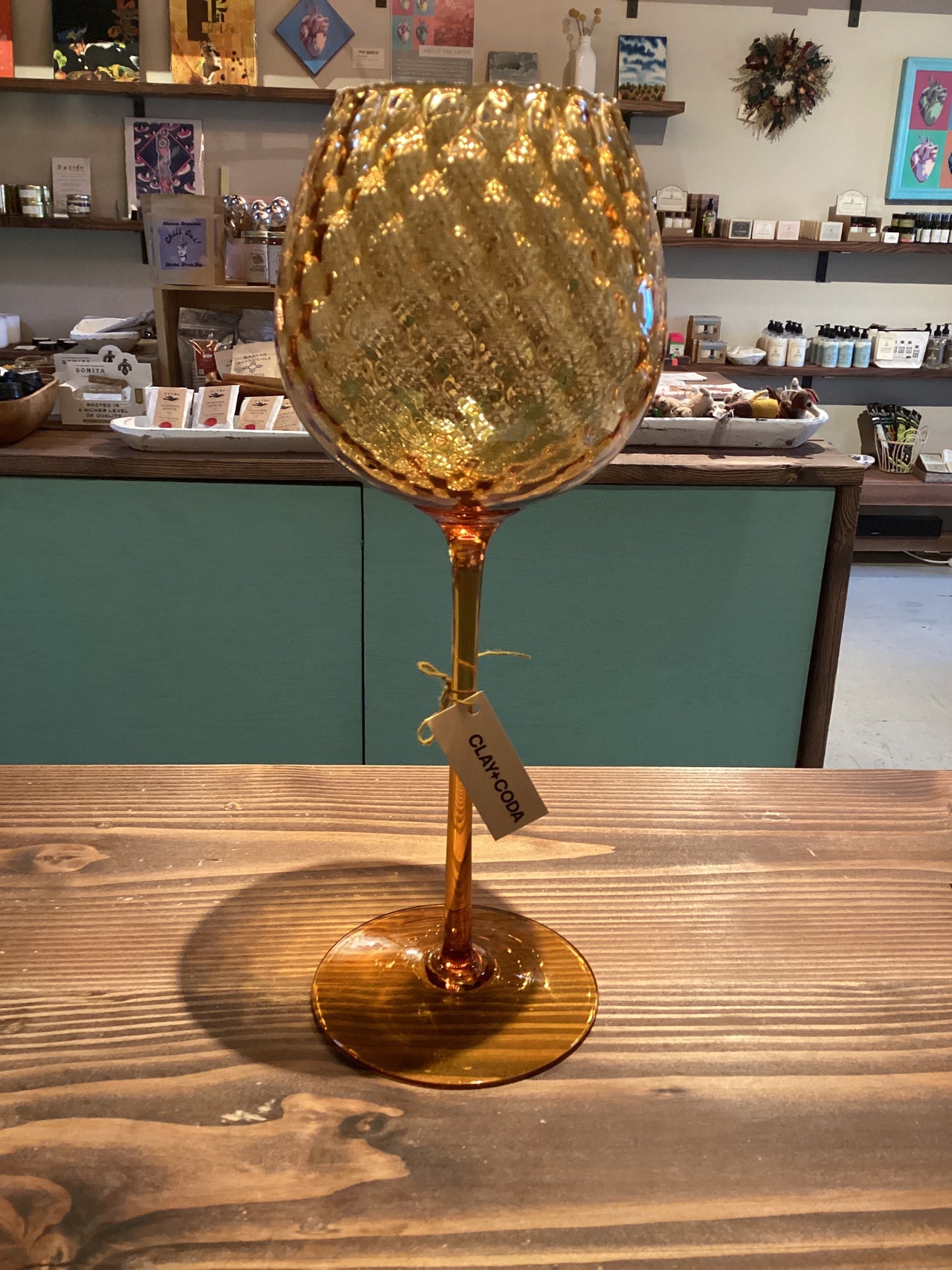 Clay + Coda- Item #112- XL Amber Optic Quilt Vase