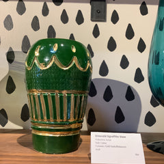 Clay + Coda - Mid Century Emerald Sgraffito Vase