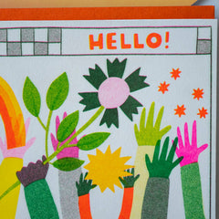 Hello High Fives - Risograph Greeting Card
