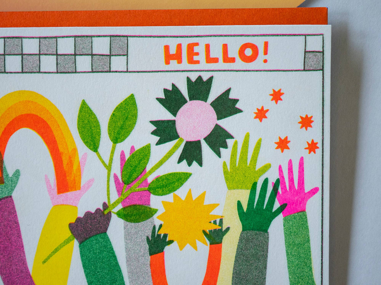 Hello High Fives - Risograph Greeting Card