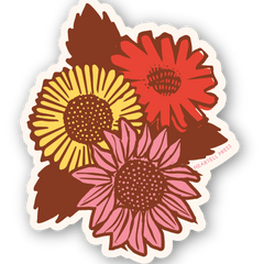 Eco Friendly Sunflower Bunch (Pink) Die Cut Sticker