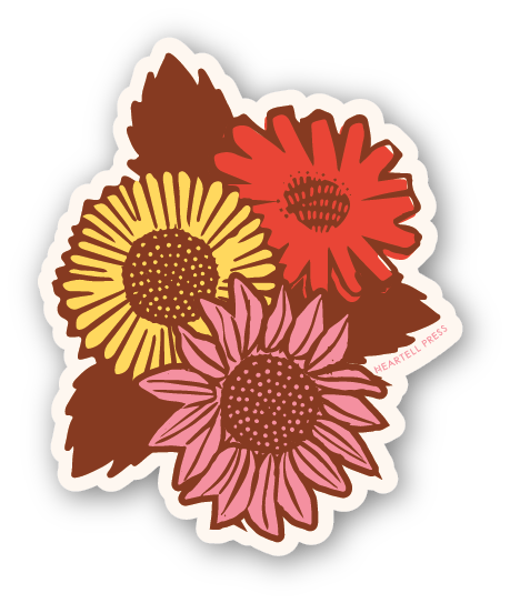 Eco Friendly Sunflower Bunch (Pink) Die Cut Sticker