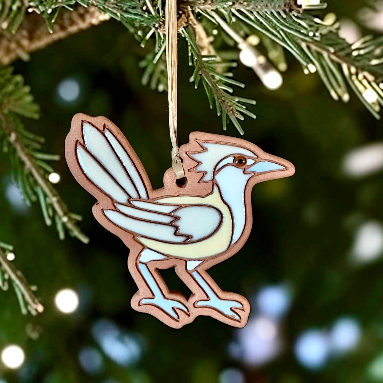 Roadrunner (#2) Artisanally Crafted Ornament (Color Var): Blue