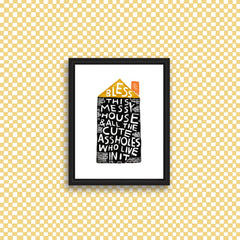 BLESS THIS MESSY HOUSE Art Print: 8.5x11