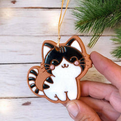 Kawaii Kitty Cat Artisanally Crafted Ornament : Black