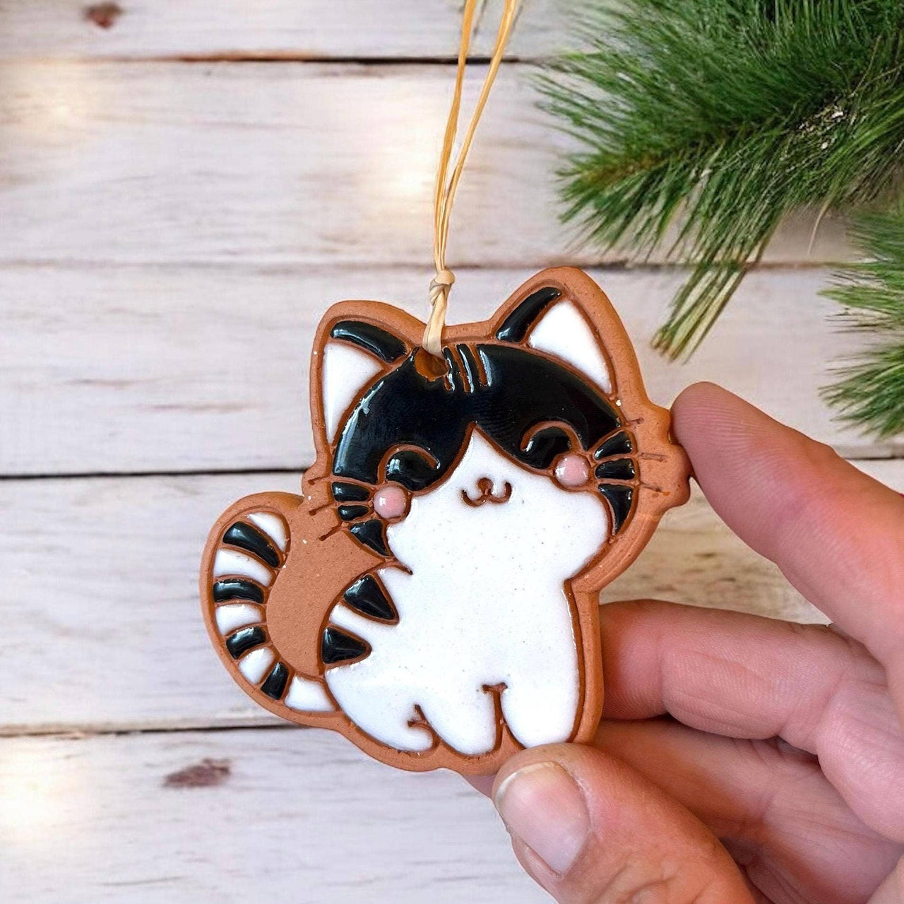 Kawaii Kitty Cat Artisanally Crafted Ornament : Orange