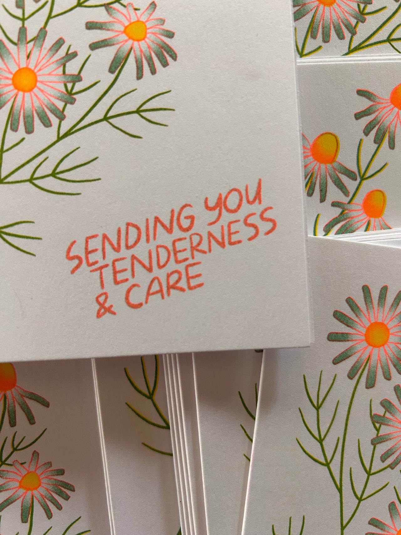 Tenderness & Care - Chamomile Risograph Greeting Card