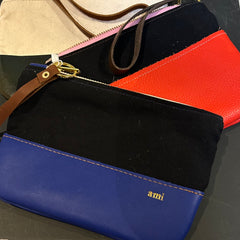 Ami Bags - Two-Toned Leather Fabric Zip