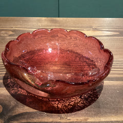 Clay + Coda- Item #121- cranberry Crackle Art Glass Bowl