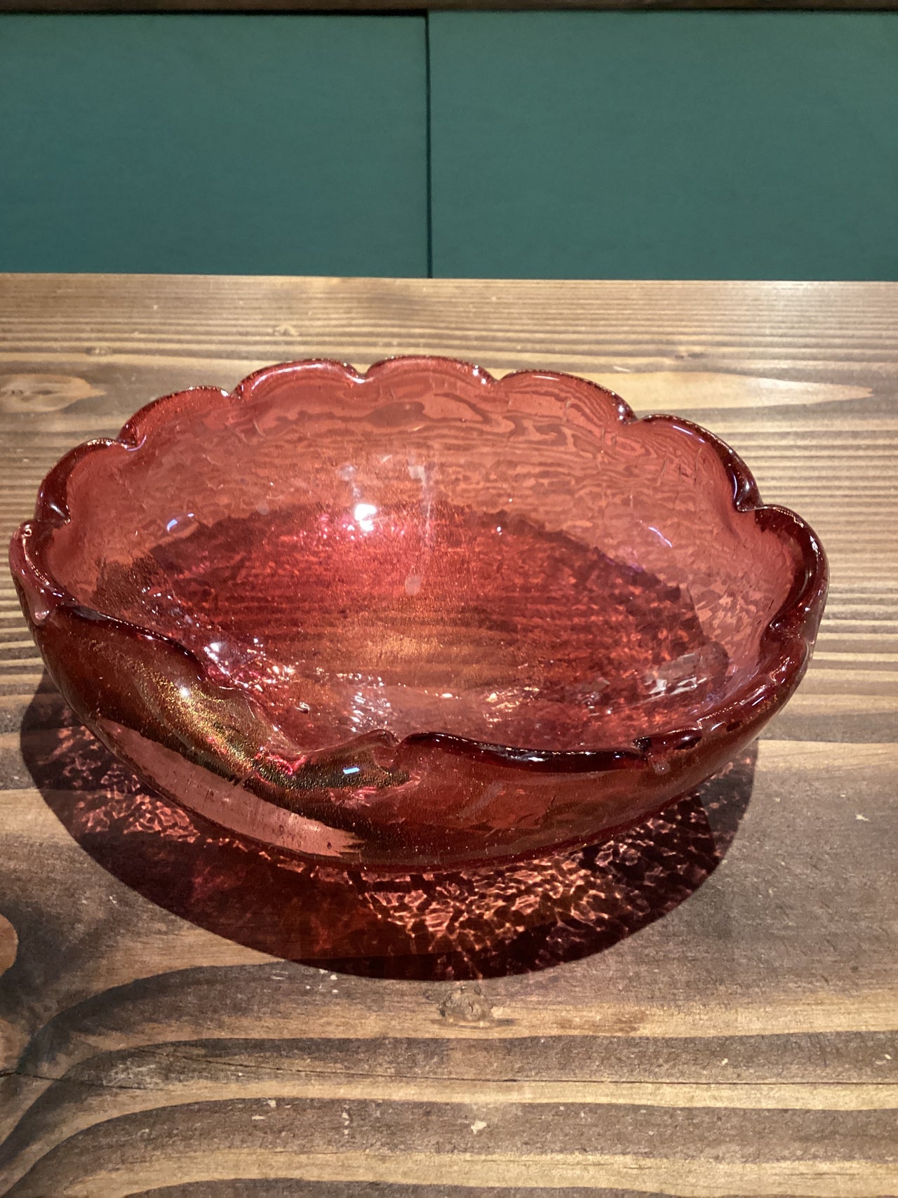 Clay + Coda- Item #121- cranberry Crackle Art Glass Bowl