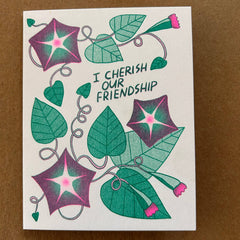 Morning Glory Friendship - Risograph Greeting Card