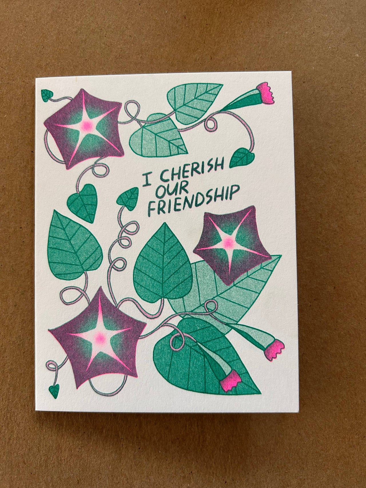 Morning Glory Friendship - Risograph Greeting Card