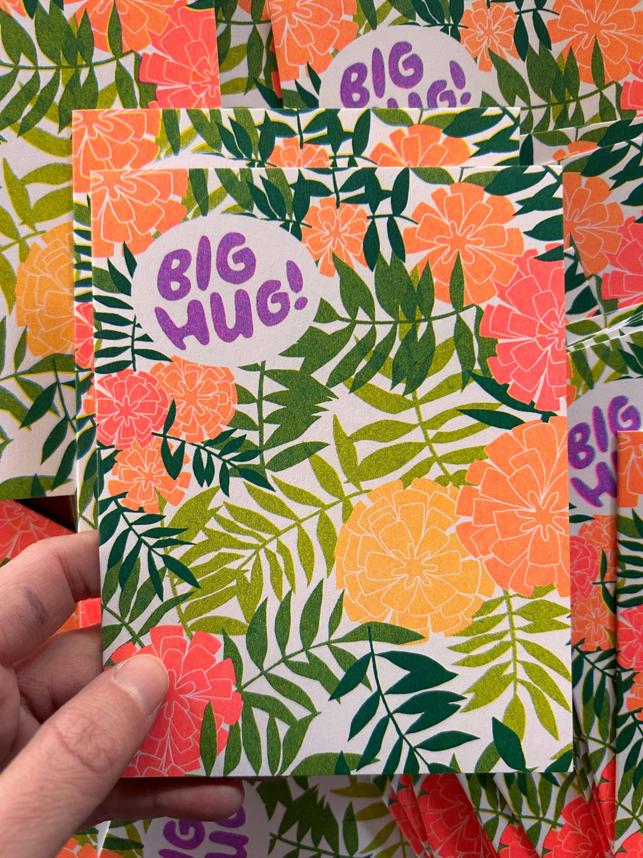 Big Hug - Marigold Risograph Greeting Card