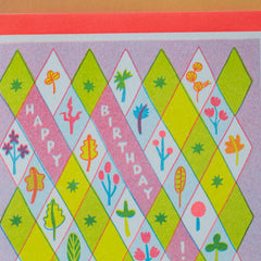 Little Diamonds Birthday - Risograph Greeting Card