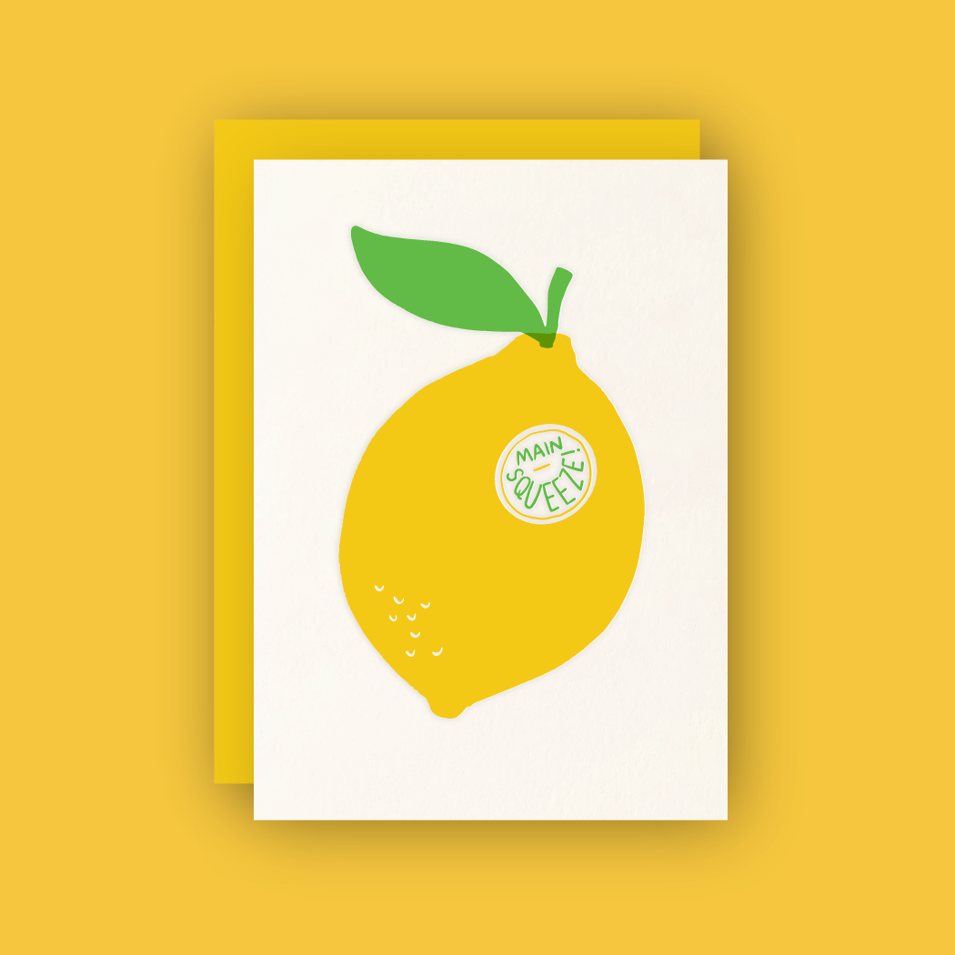 Main Squeeze Lemon Letterpress Greeting Card