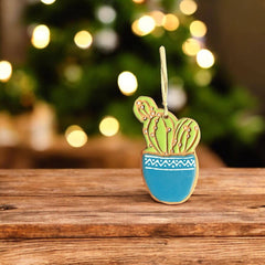 Potted Cactus Artisanally Crafted Ornament