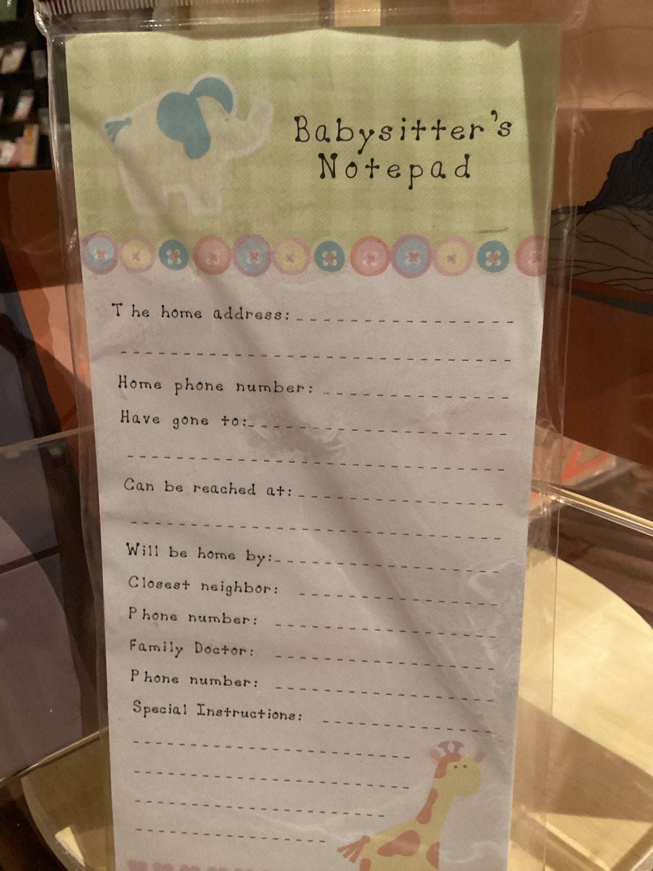 Flyby - Vintage Babysitters Notepad