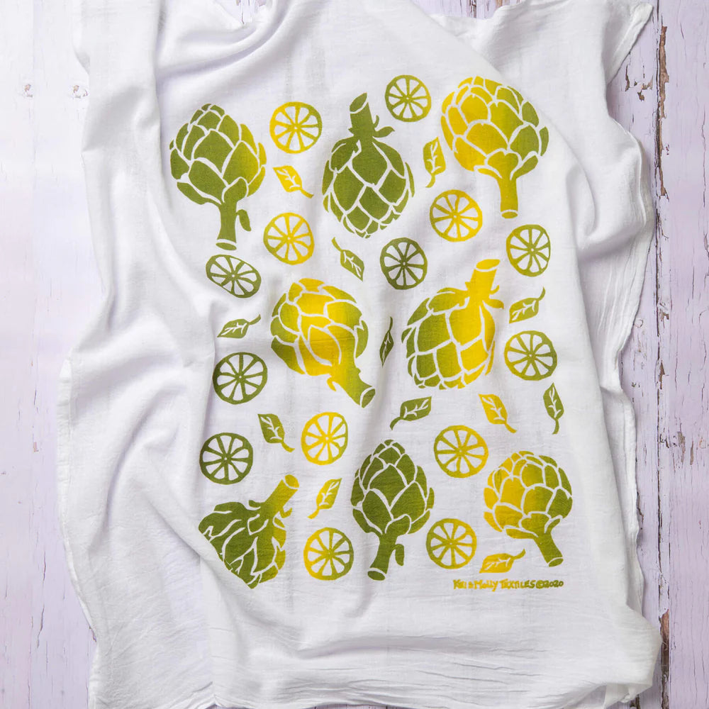 Kei & Molly - Tea Towel - Artichokes (Two-Toned Green)