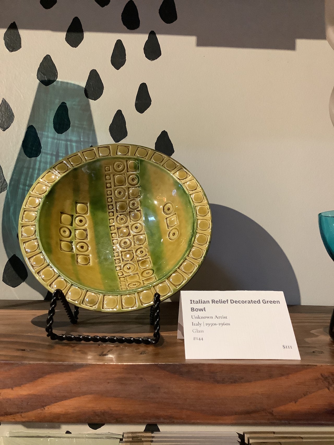 Clay + Coda - Mid Century Italian Relief Decorated Green Bowl