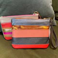 Ami Bags - Striped Leather Zip