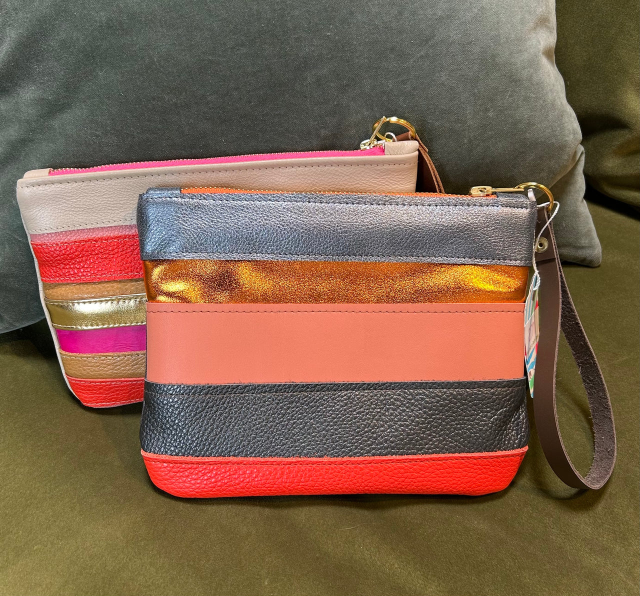Ami Bags - Striped Leather Zip