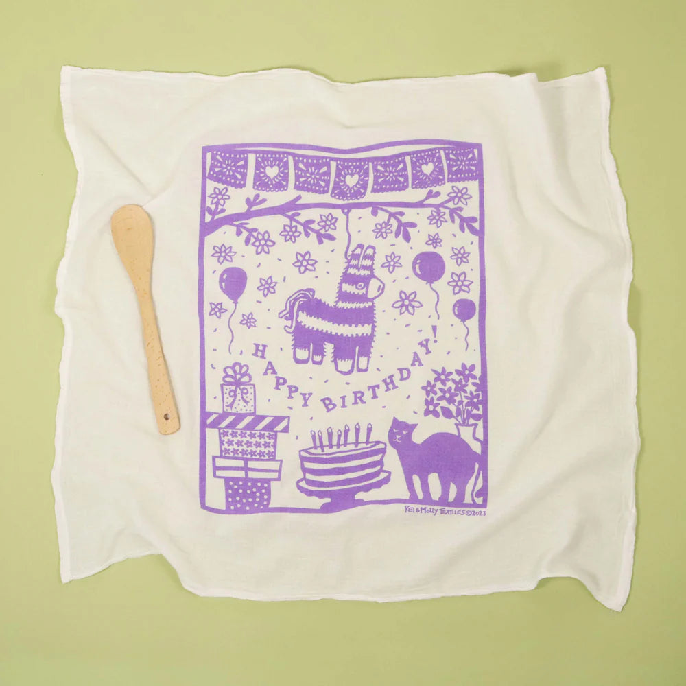 Kei & Molly - Tea Towel - Birthday (Lilac)